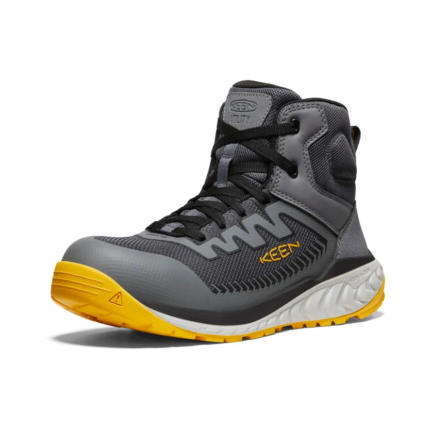 Insulated Snow Trekker Desert Design Men's Arvada Mid Work Sneaker (Carbon Toe)  |  Black/Keen Yellow