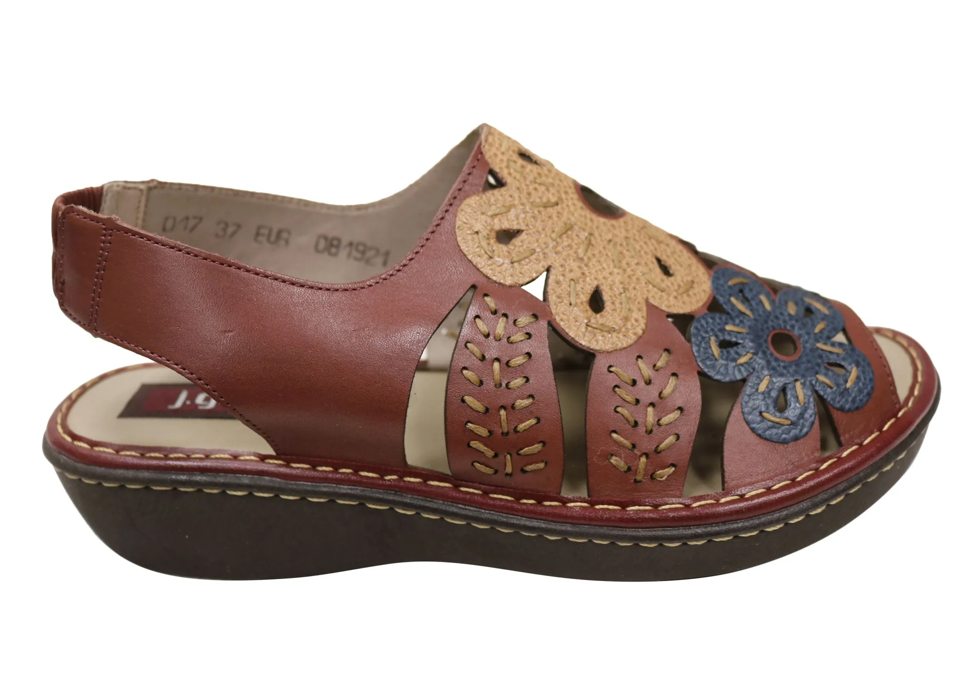 J Gean Orchid Womens Comfortable Leather Sandals Made In Brazil Comfortable Outdoor Shoes Padding Around Ankle
