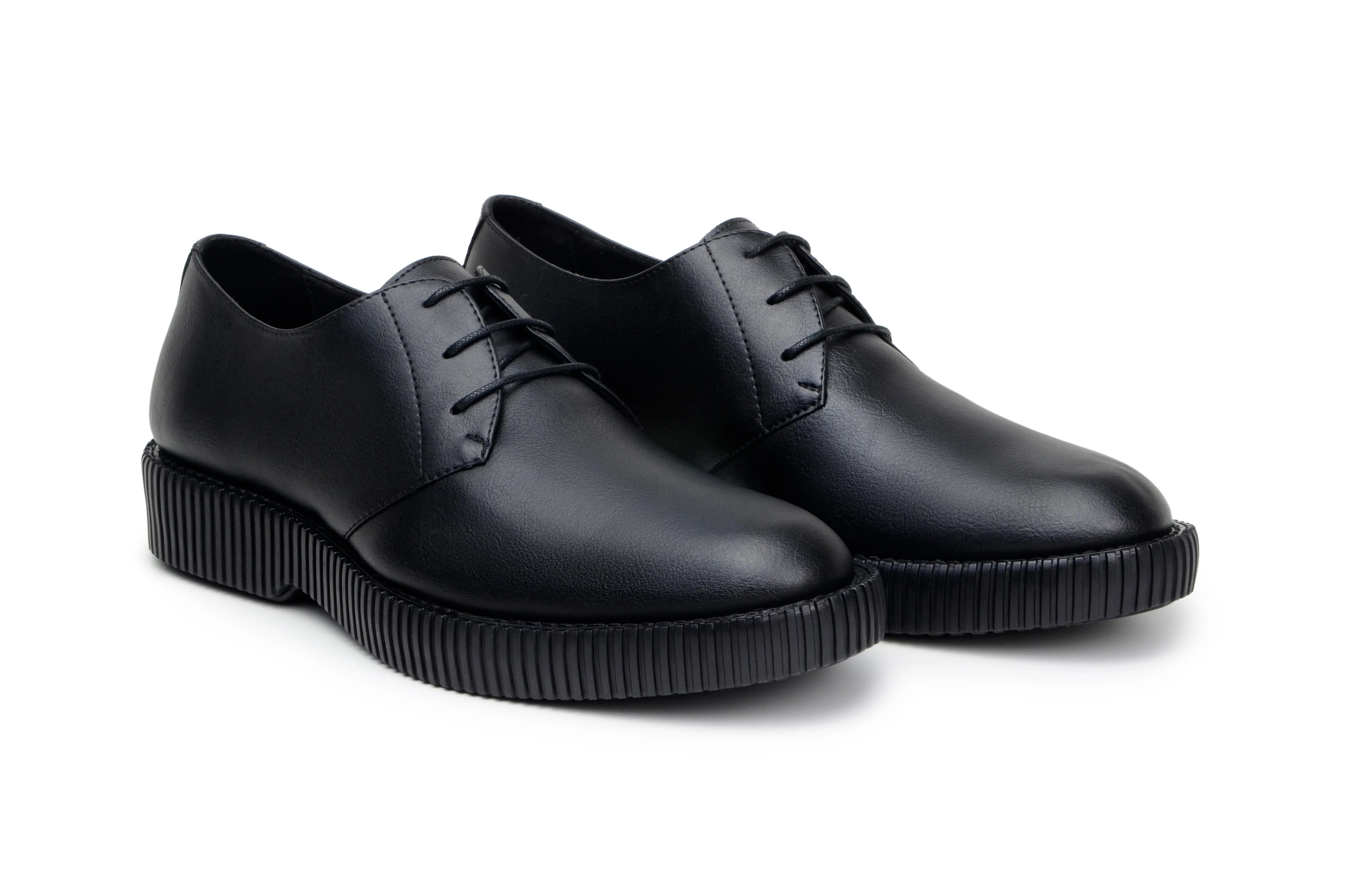 Modern Edge Peak Mode 'Rogerio' men's creeper sole derby in vegan leather by Zette Shoes - black