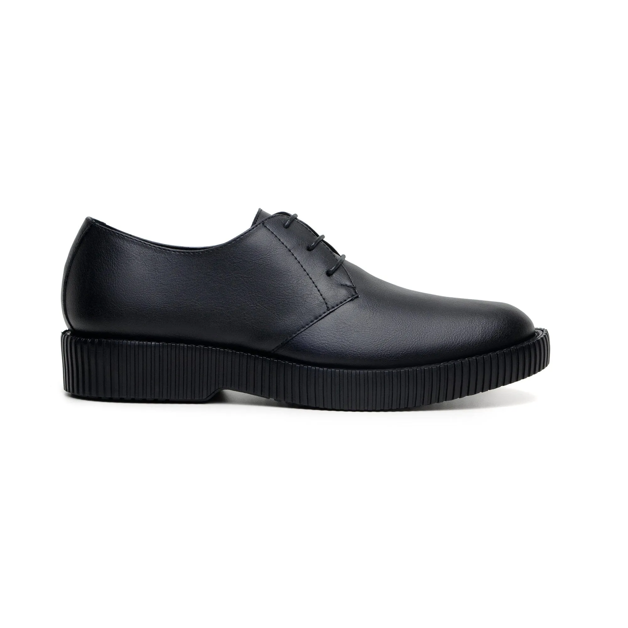 Soul Walk Anti Odor 'Rogerio' men's creeper sole derby in vegan leather by Zette Shoes - black