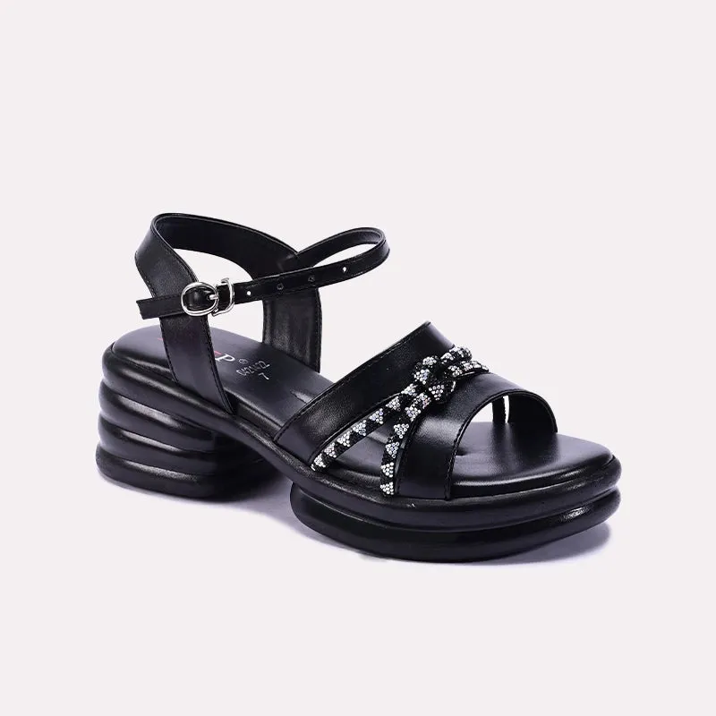 Black Chunky Heel Casual Sandals 0421422 Water-resistant Air Walk