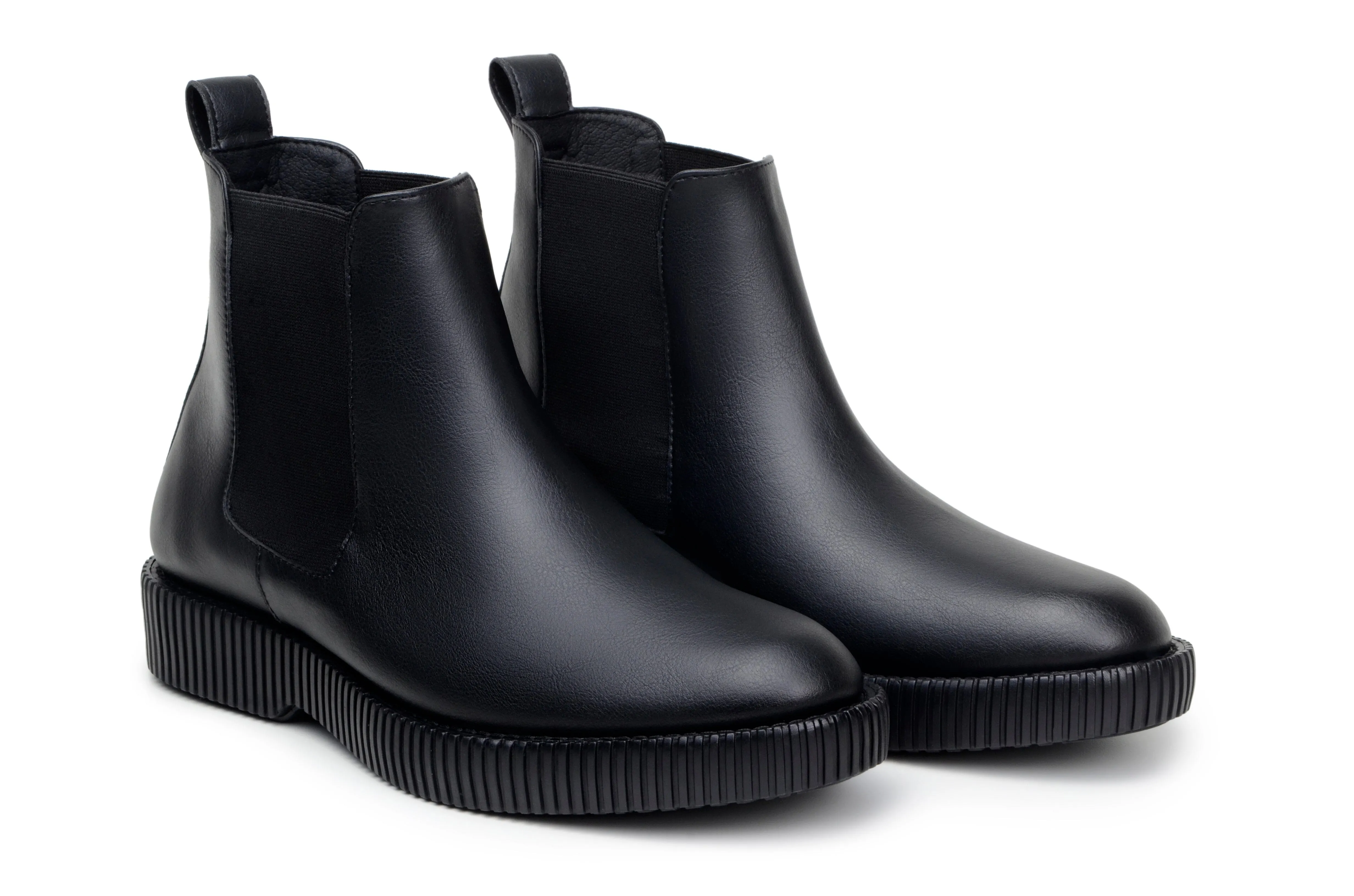 Durable Construction 'Rafael' men's creeper sole chelsea boot in vegan leather by Zette Shoes - black