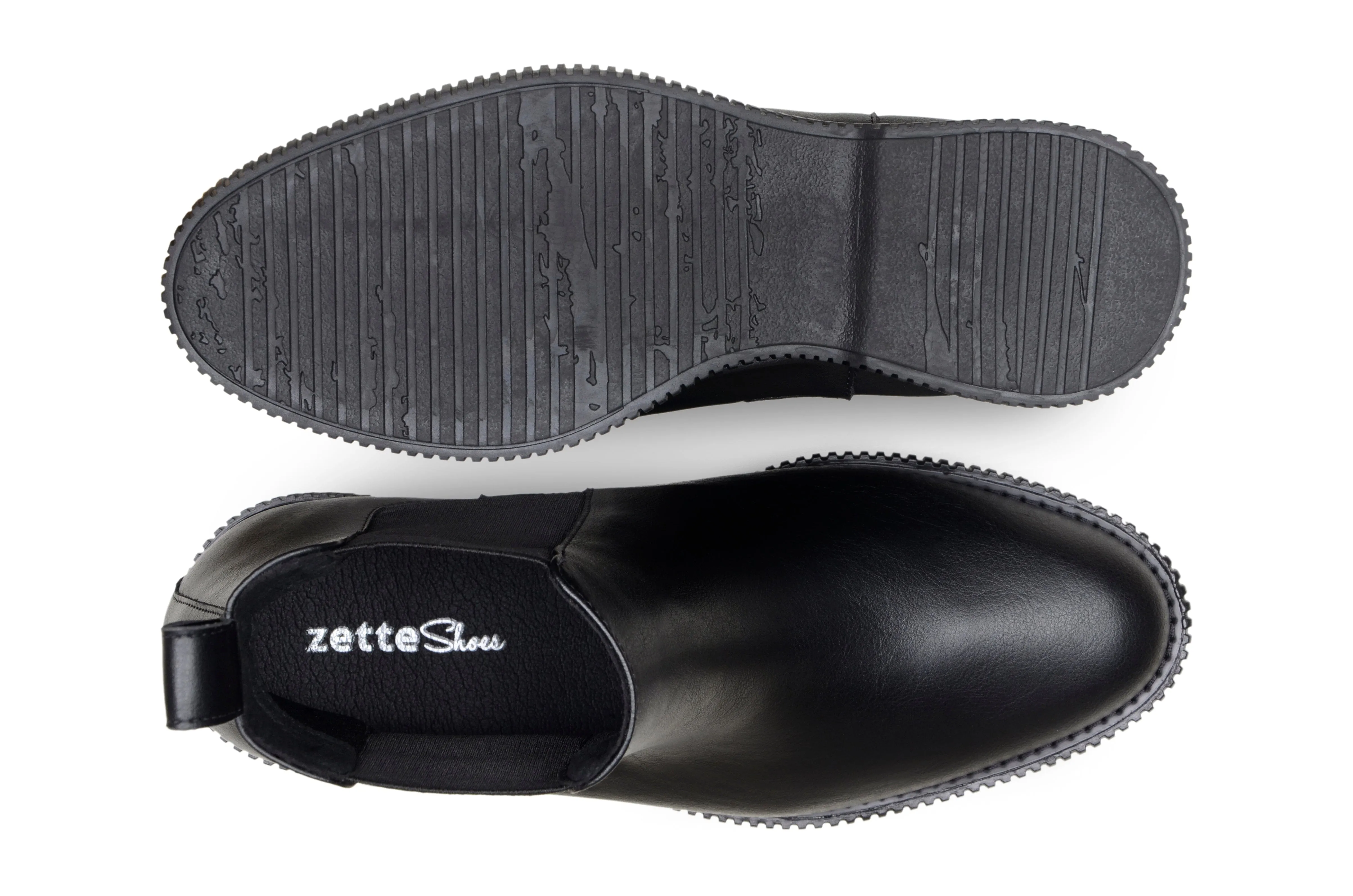 'Rafael' men's creeper sole chelsea boot in vegan leather by Zette Shoes - black Soft Adjustable Straps