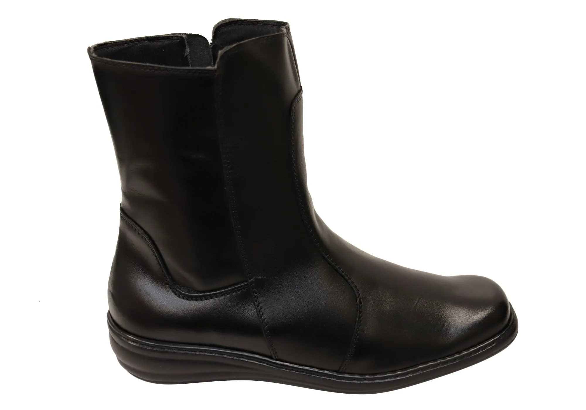 Mironneli Lorrie Womens Comfortable Brazilian Leather Mid Calf Boots Functional Style