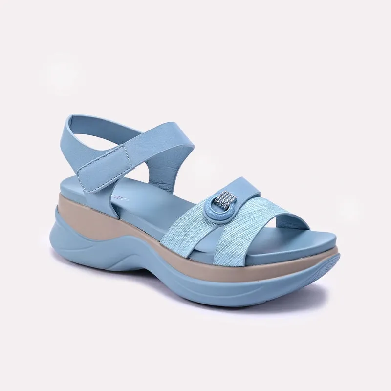 Womens Blue Casual Sandals 0421593 Back Help All Fit