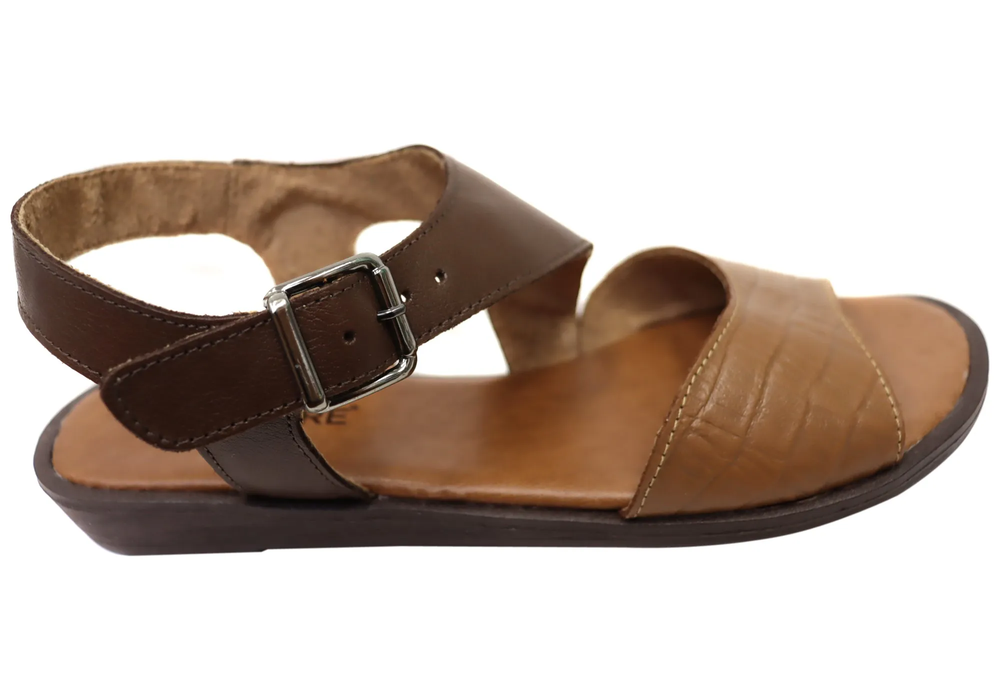 Balatore Simonne Womens Comfortable Leather Sandals Made In Brazil Travel Footwear Flat Sole