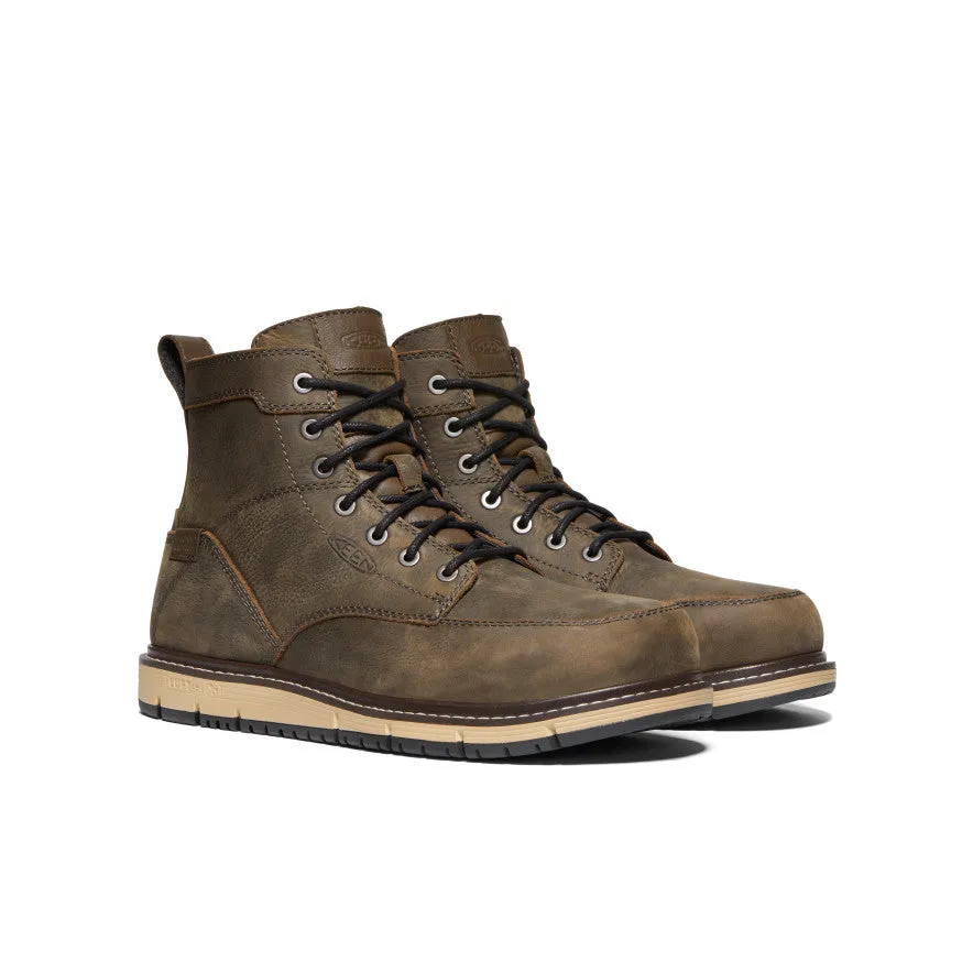 Elastic Collar Sleek Finish Men's San Jose 6" Waterproof Boot (Aluminum Toe)  |  Cascade Brown/Black