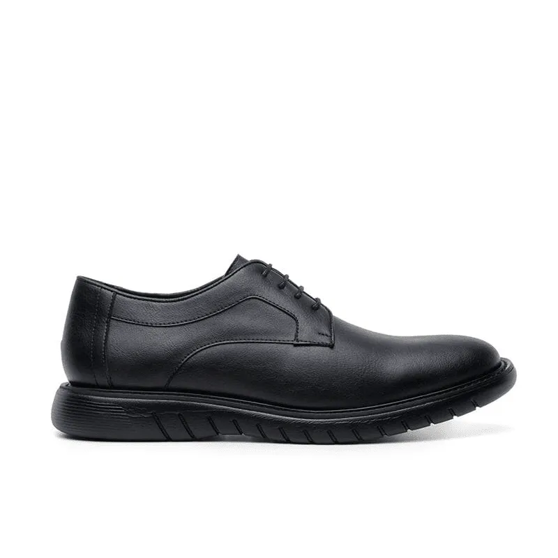 Adult Ease 'Noah' men's wide-fit EEE vegan-leather shoe by Ahimsa - black