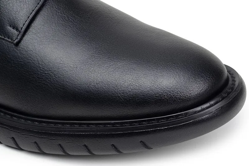 Spring Jump Stone Grip 'Noah' men's wide-fit EEE vegan-leather shoe by Ahimsa - black