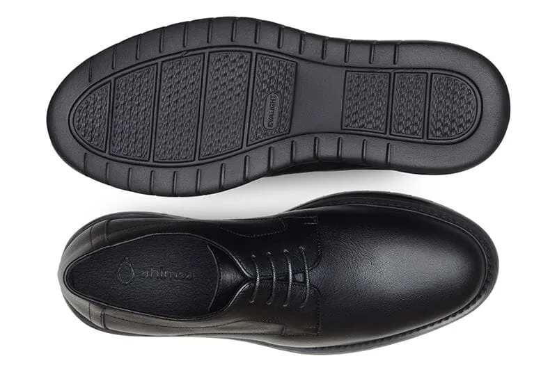 Pool Time 'Noah' men's wide-fit EEE vegan-leather shoe by Ahimsa - black