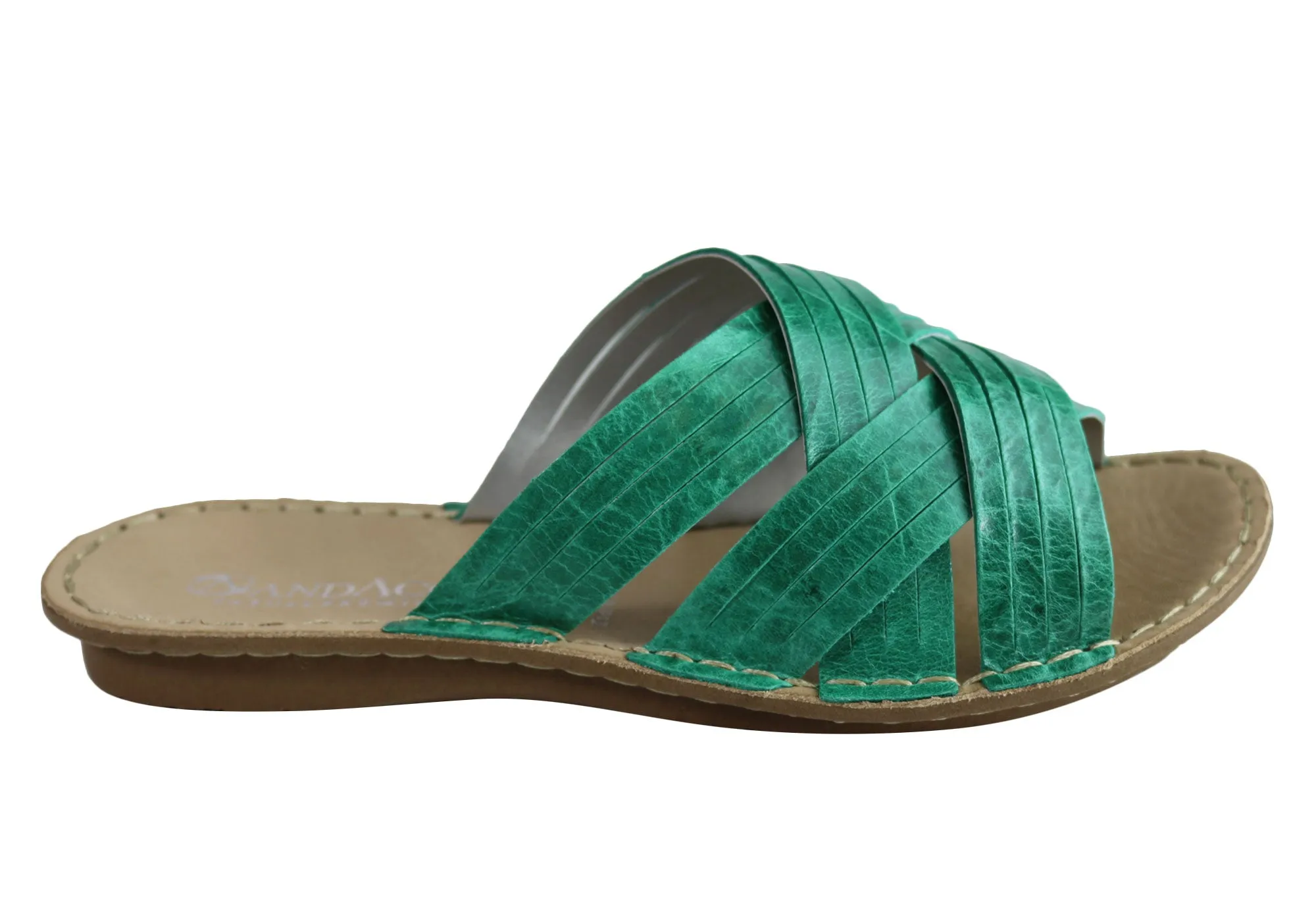 Ankle Strap Fashion Sandals Andacco Memba Womens Comfortable Leather Slide Sandals Made In Brazil