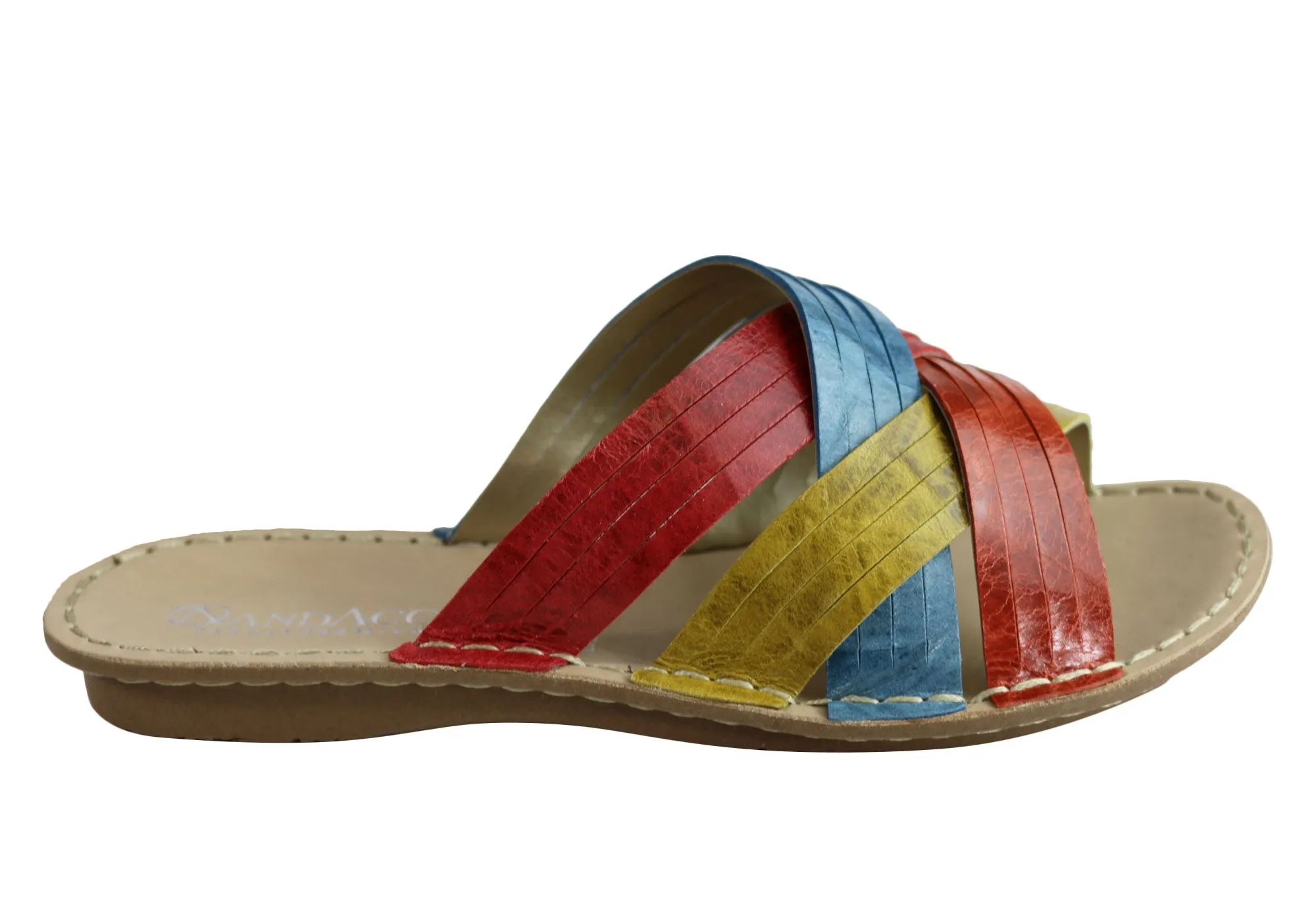 Andacco Memba Womens Comfortable Leather Slide Sandals Made In Brazil Foot Love Quick Drying