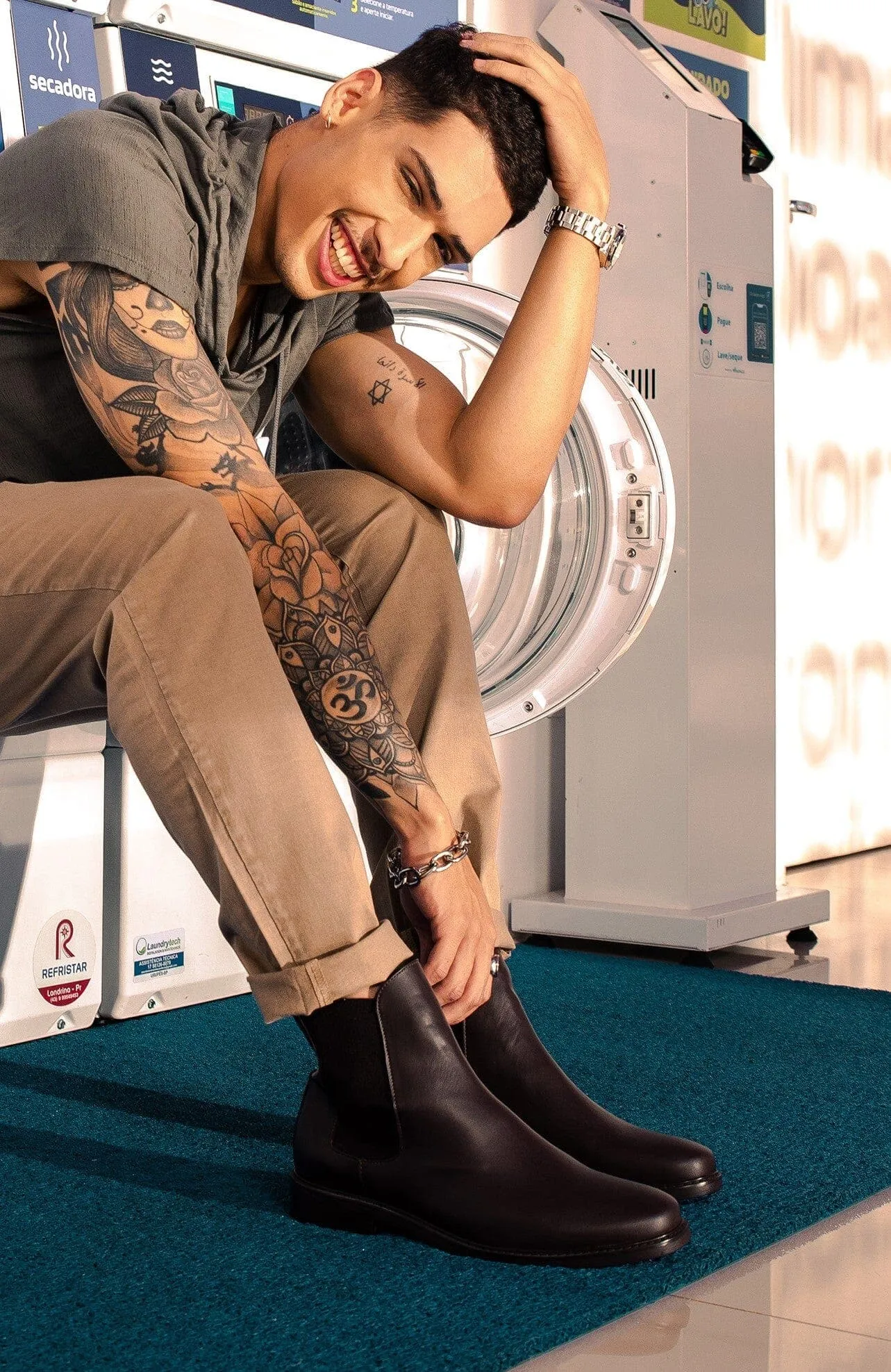 Waterproof Windy Weather Rugged Built River Crossing 'Dylan' Unisex Chelsea vegan boots by Ahimsa - cognac