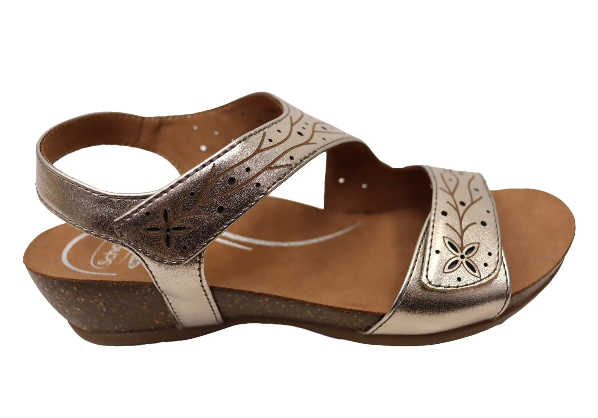Durable Strap Breathable Footwear Scholl Orthaheel Jenna Womens Comfortable Leather Wedge Sandals