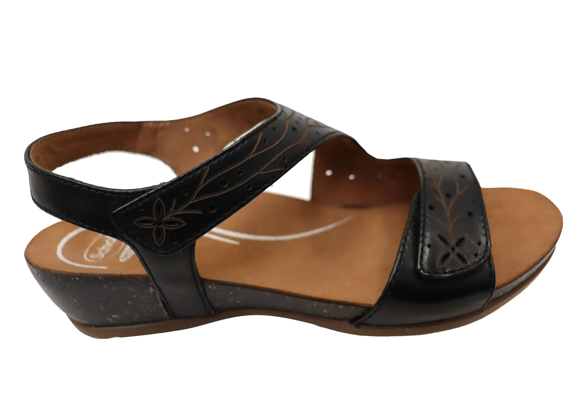 Scholl Orthaheel Jenna Womens Comfortable Leather Wedge Sandals Holiday Mood