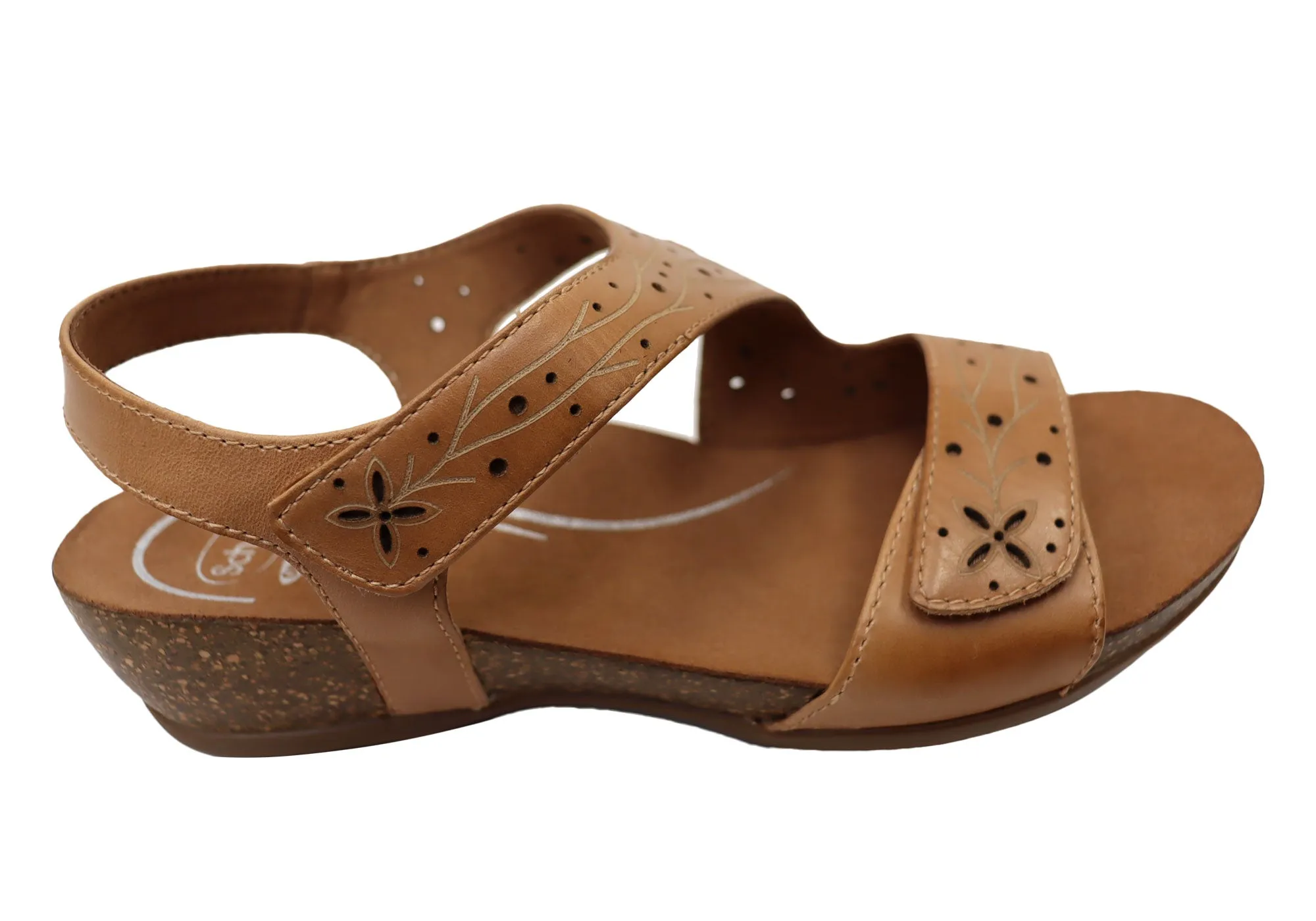 Scholl Orthaheel Jenna Womens Comfortable Leather Wedge Sandals Supportive Design
