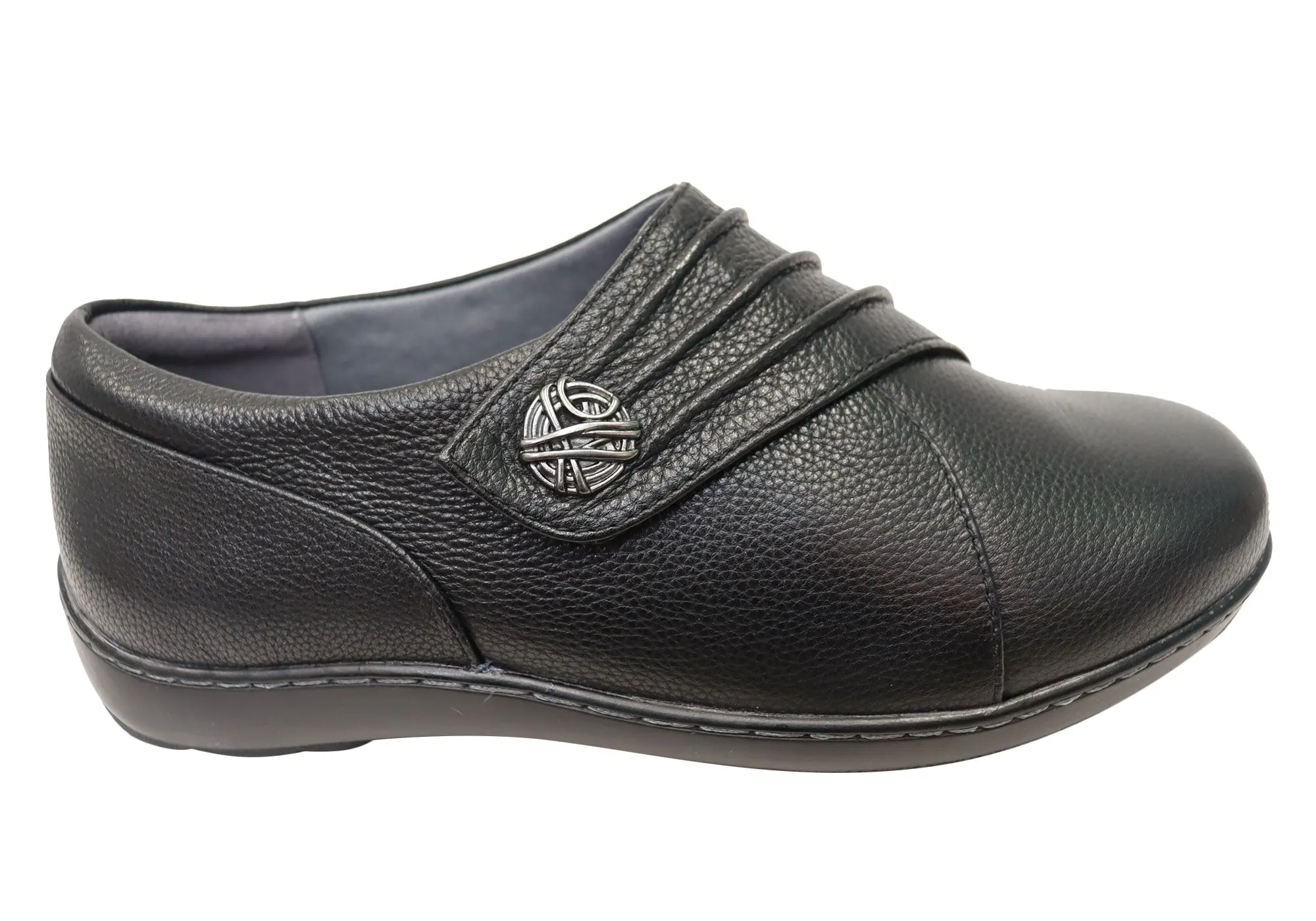 World Step Scholl Orthaheel Wordy Loafer Womens Supportive Leather Comfort Shoes
