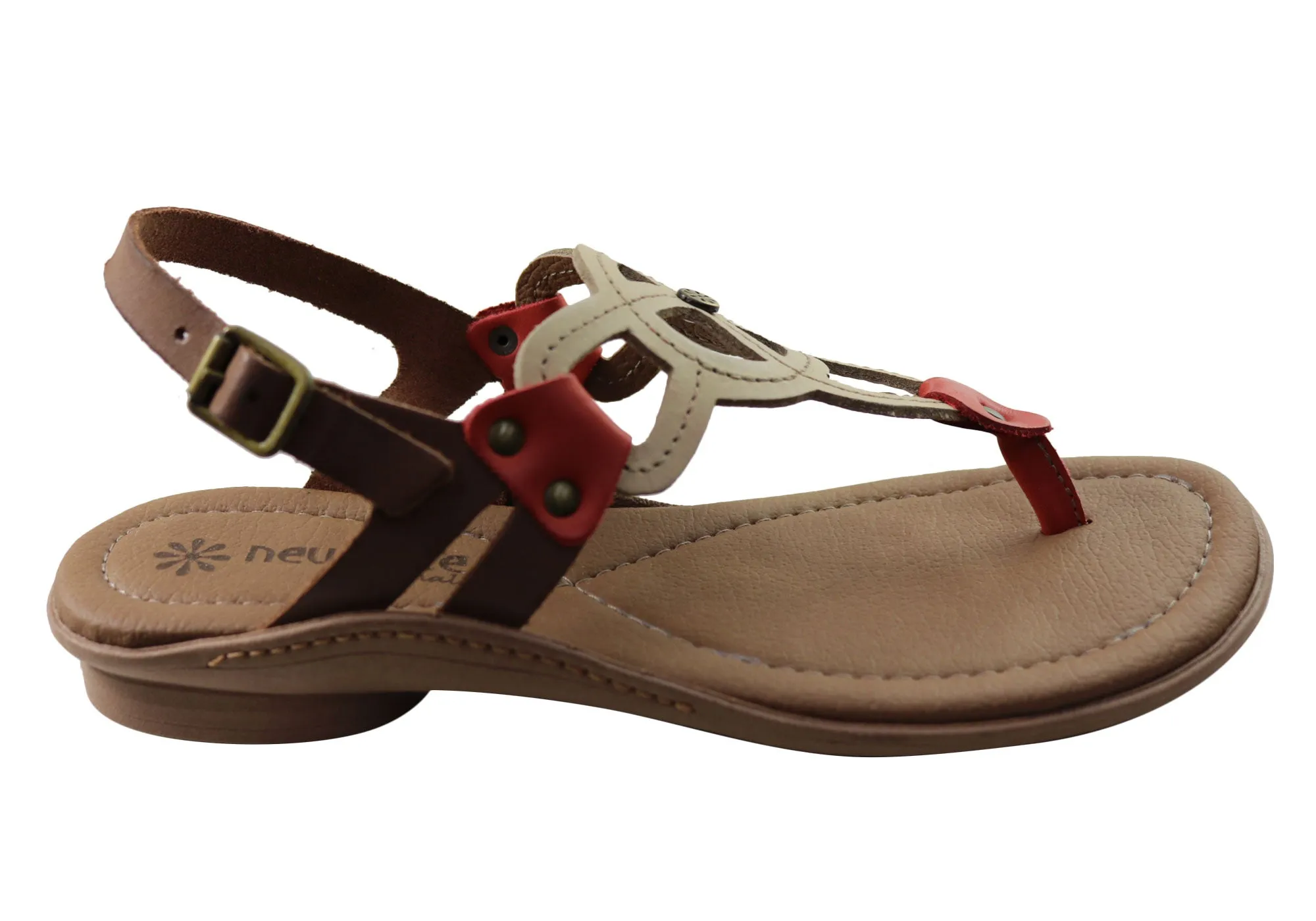 New Face Ellis Womens Comfortable Leather Sandals Made In Brazil Trendy Footwear for Summer