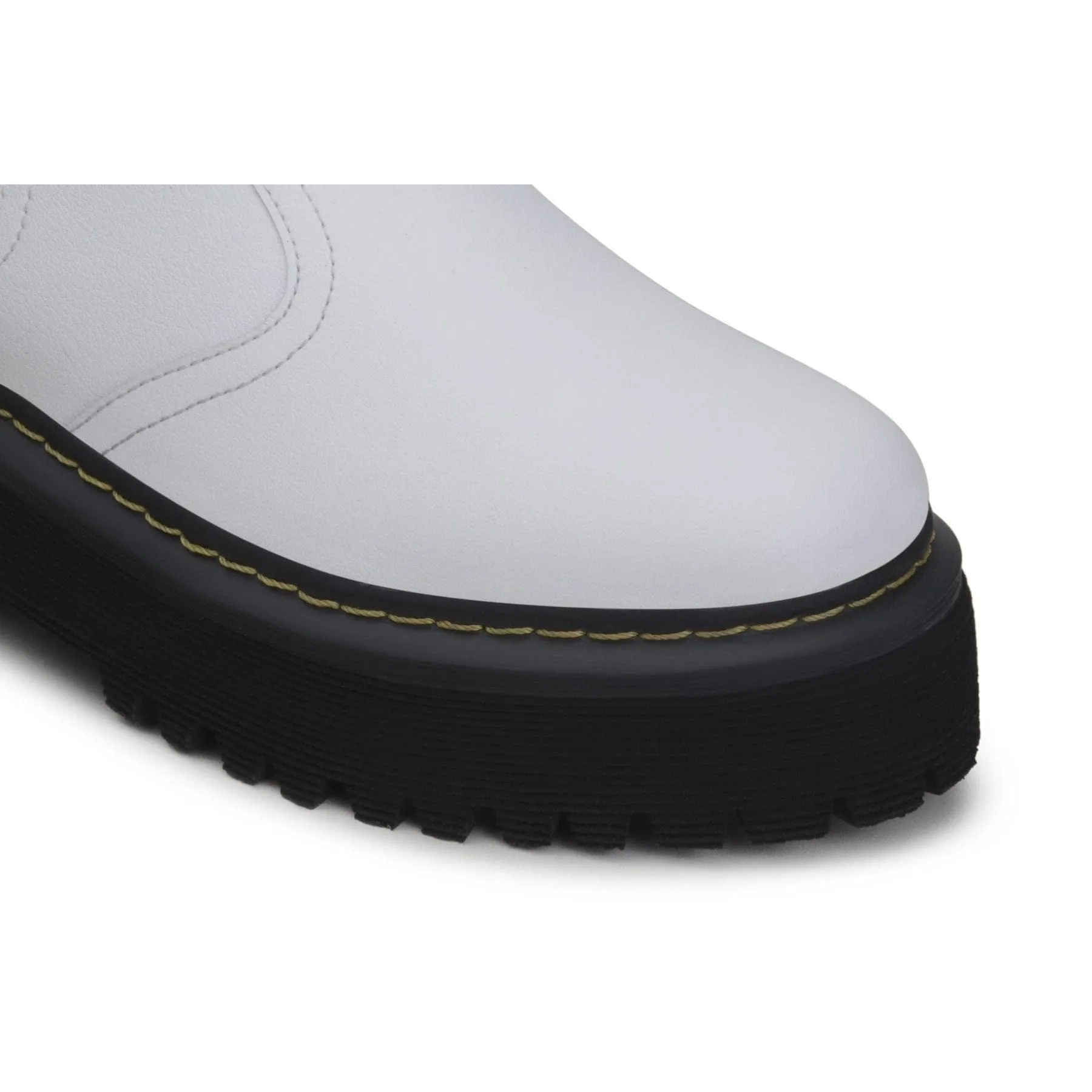 Training Ground Mud Resistant Hiking Trails 'Emma' white vegan-leather chelsea boot with stacked sole by Zette Shoes