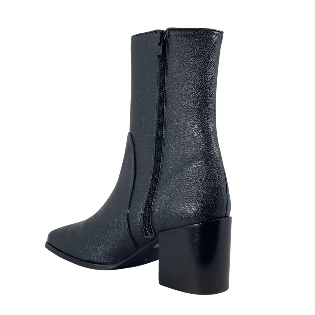 'Menos' vegan-leather mid-calf boot by Zette Shoes - black Shock Absorbing Adventure Journey