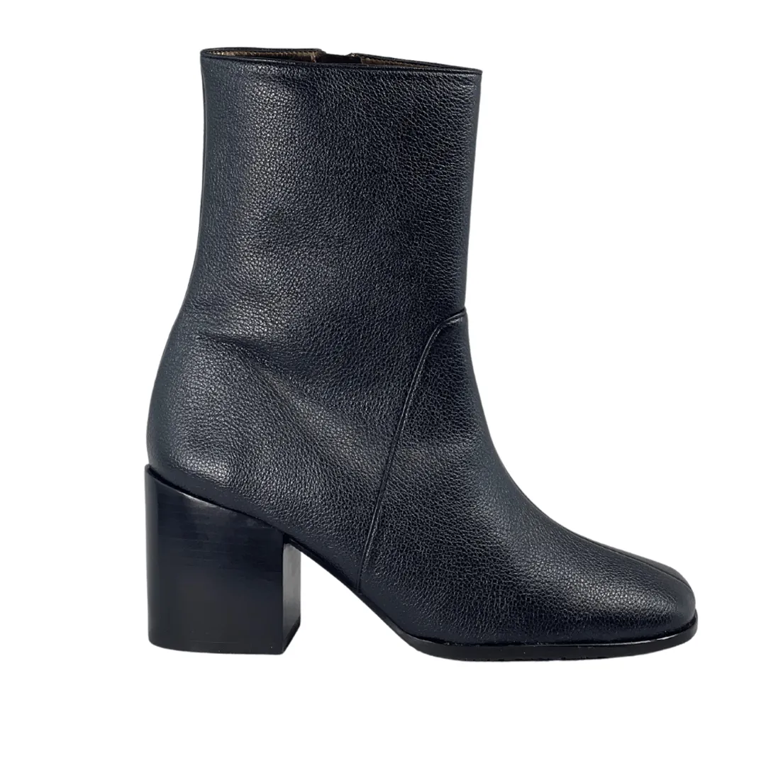 Stable Support Weekend Camping Durable Build 'Menos' vegan-leather mid-calf boot by Zette Shoes - black
