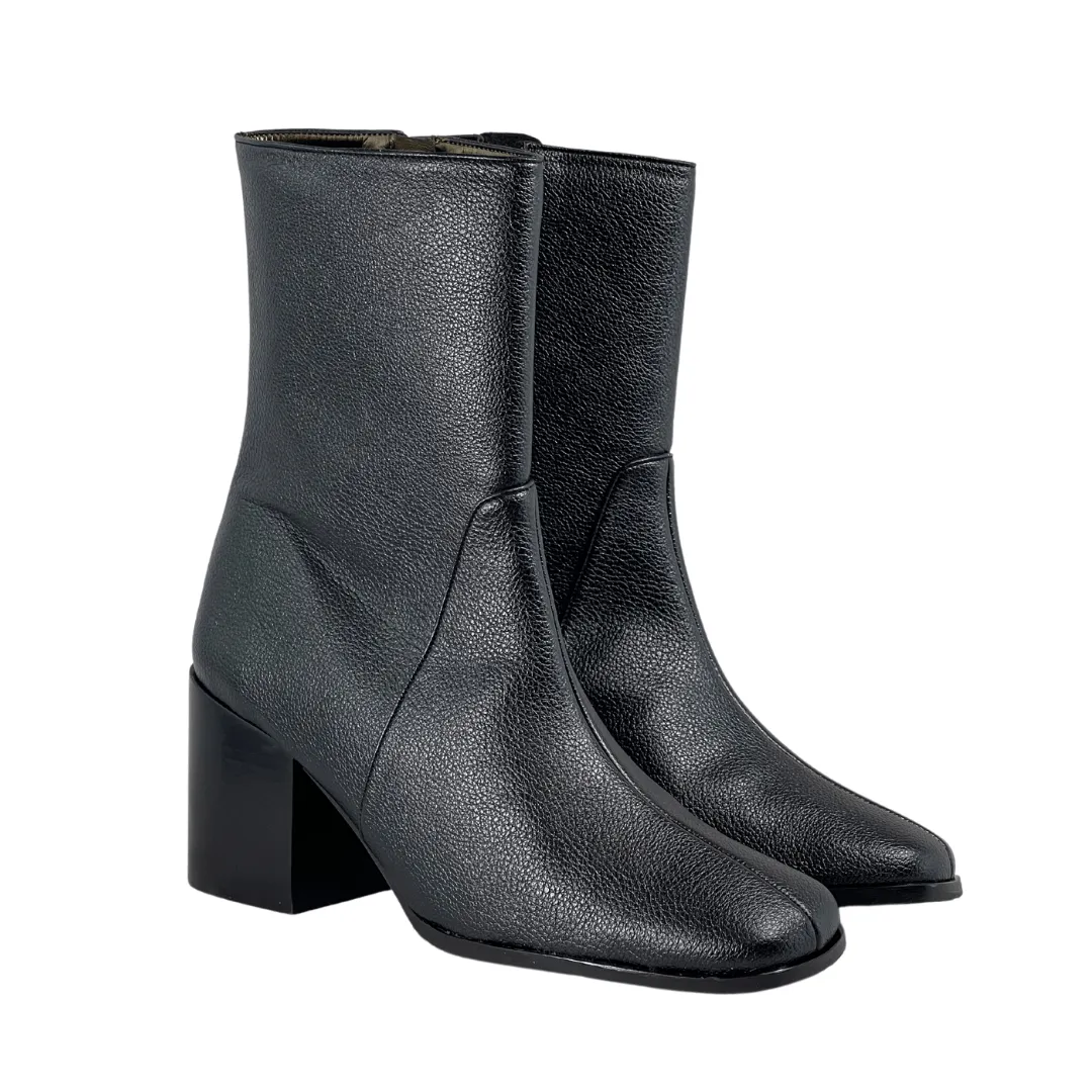 'Menos' vegan-leather mid-calf boot by Zette Shoes - black Wind Resistant High-Top Style