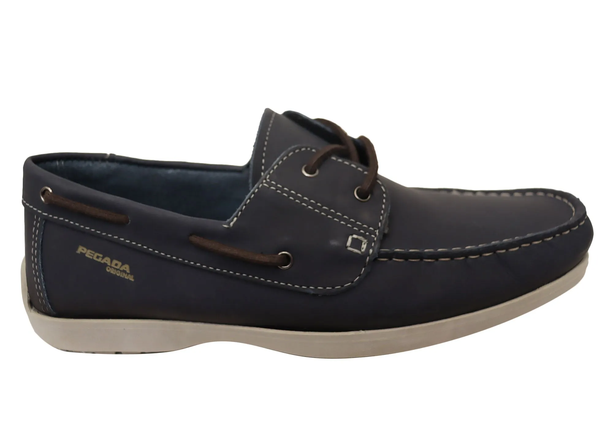 Pegada Lapel Mens Leather Comfortable Casual Boat Shoes Made In Brazil SmoothSurface