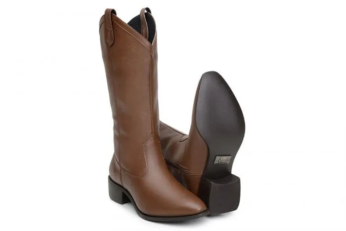 'Carlotta' women's pull-on boot by Ahimsa - cognac Wide fit Comfortable ankle support