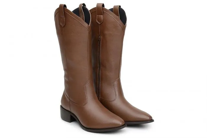 Padded Interior Mountain Climber 'Carlotta' women's pull-on boot by Ahimsa - cognac
