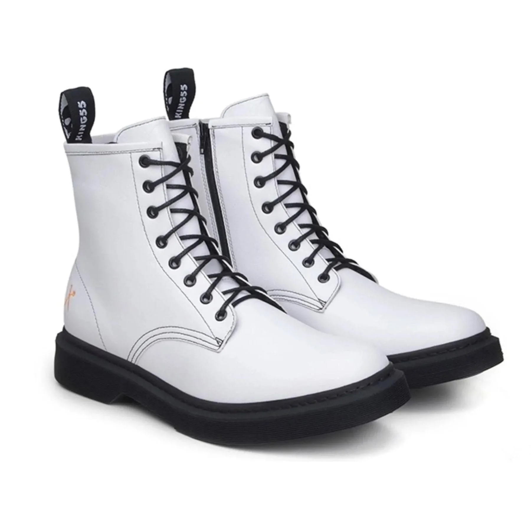 'London 2' Vegan Lace-Up Boot by King55 - White Comfortable Stride