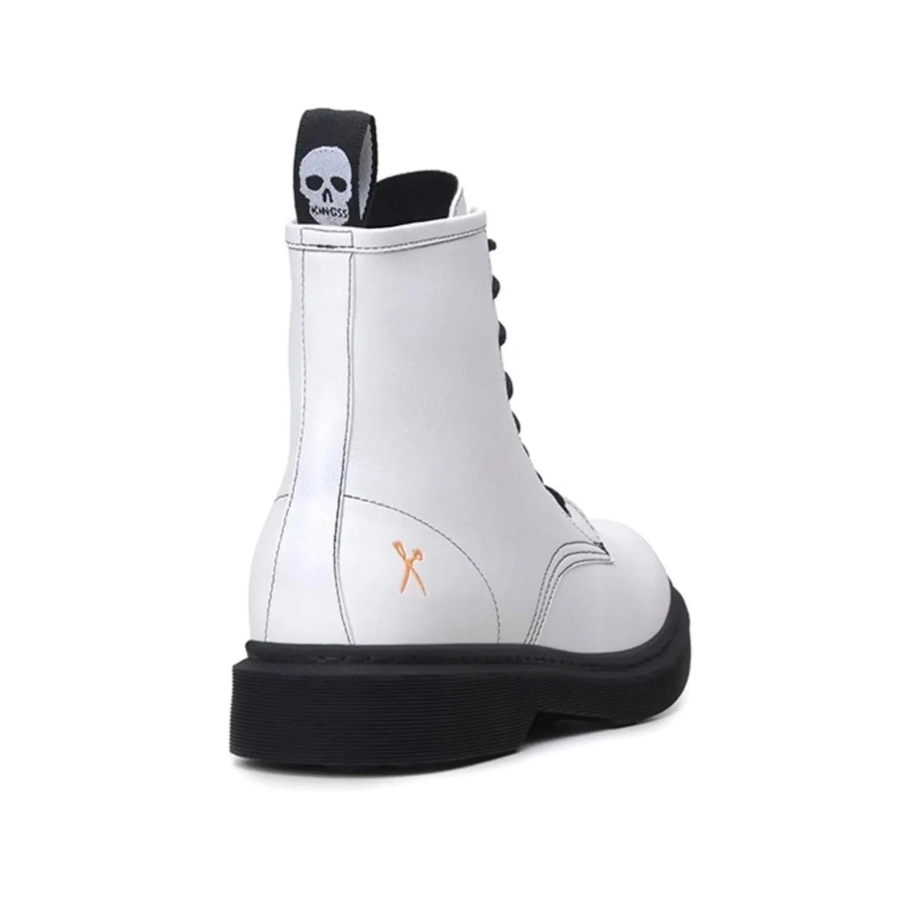 'London 2' Vegan Lace-Up Boot by King55 - White Comfort Stretch