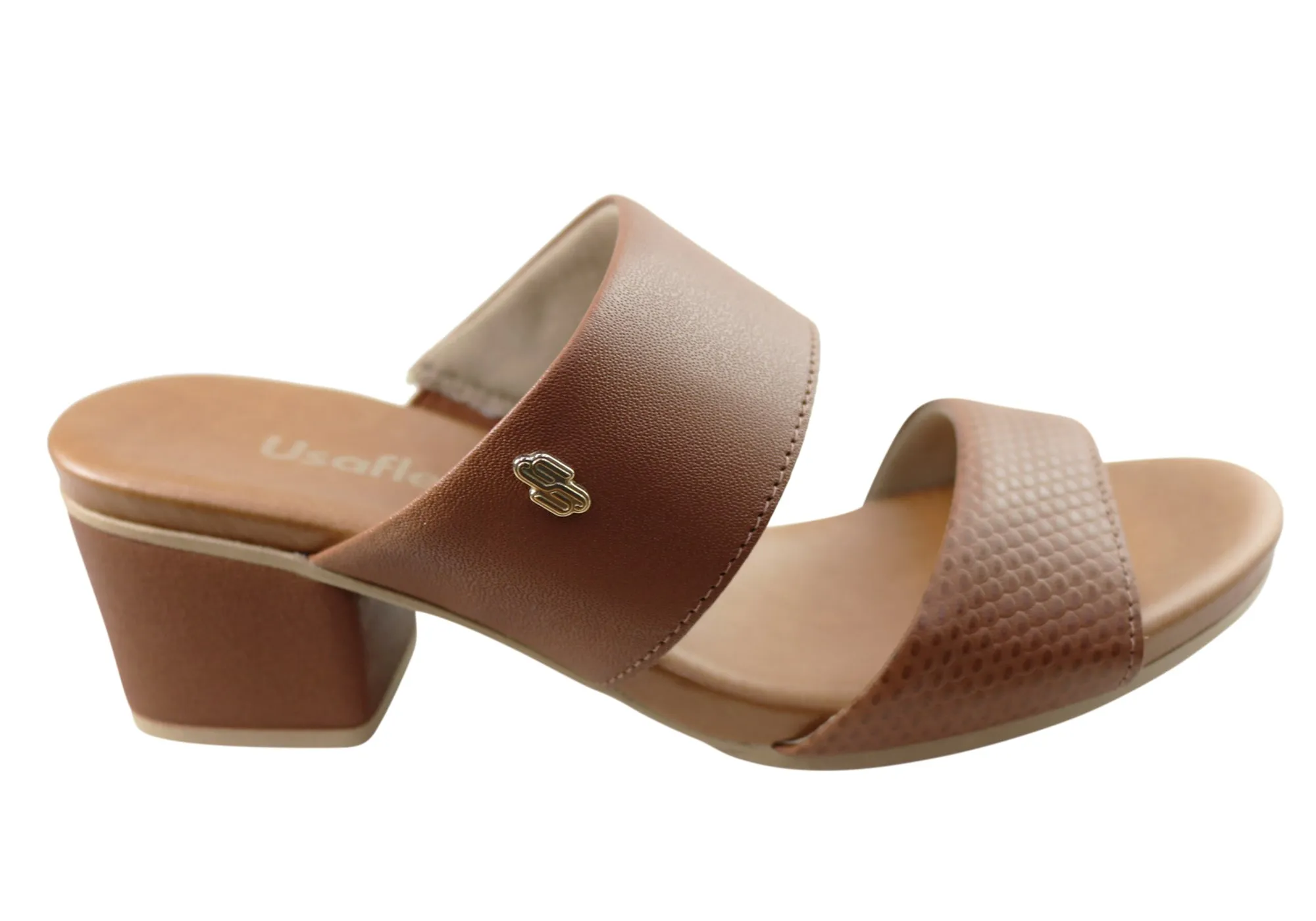 Shore Style flat sandals Usaflex Anita Womens Comfortable Leather Low Heel Slides Sandals