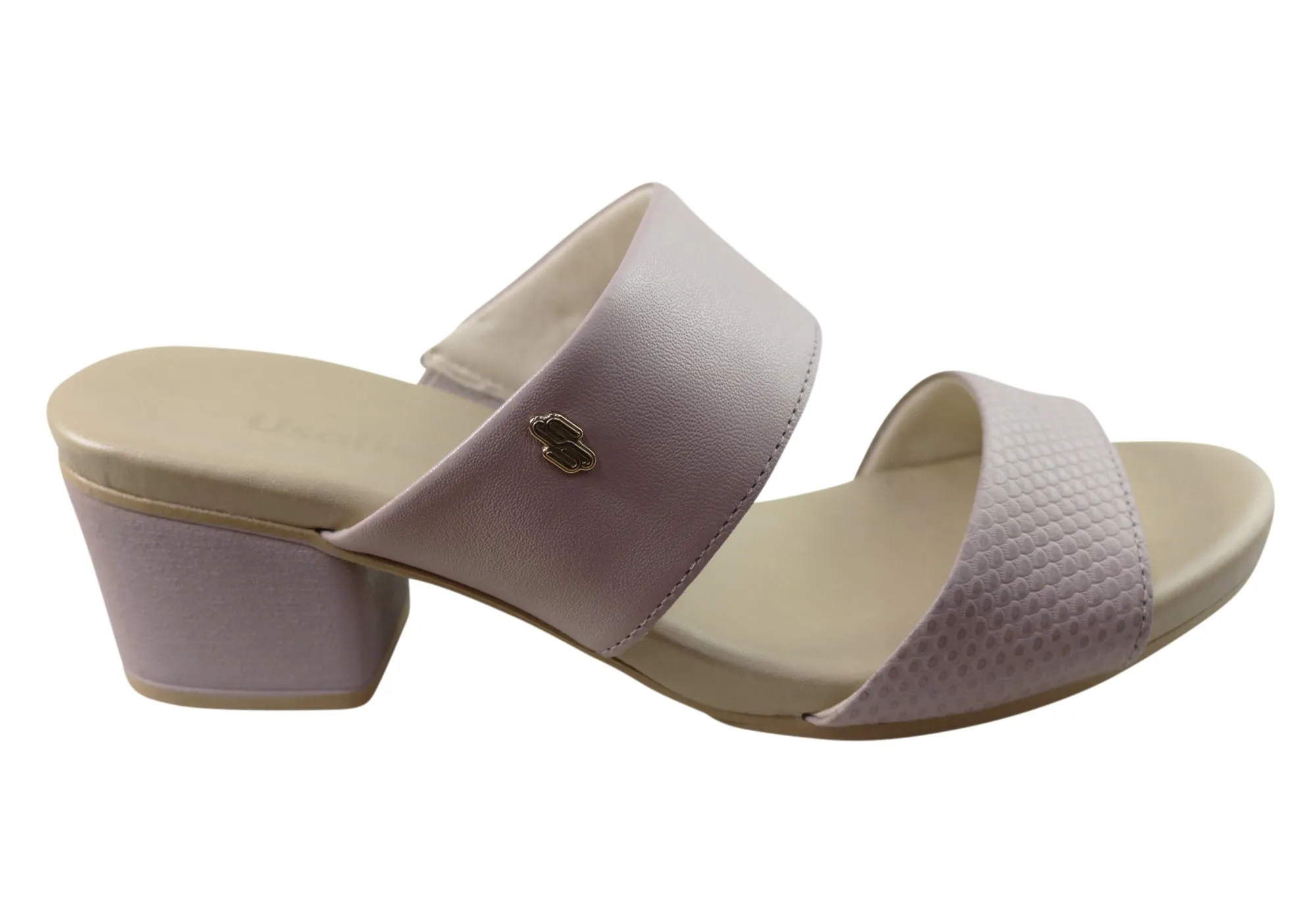 Heel Ease Usaflex Anita Womens Comfortable Leather Low Heel Slides Sandals