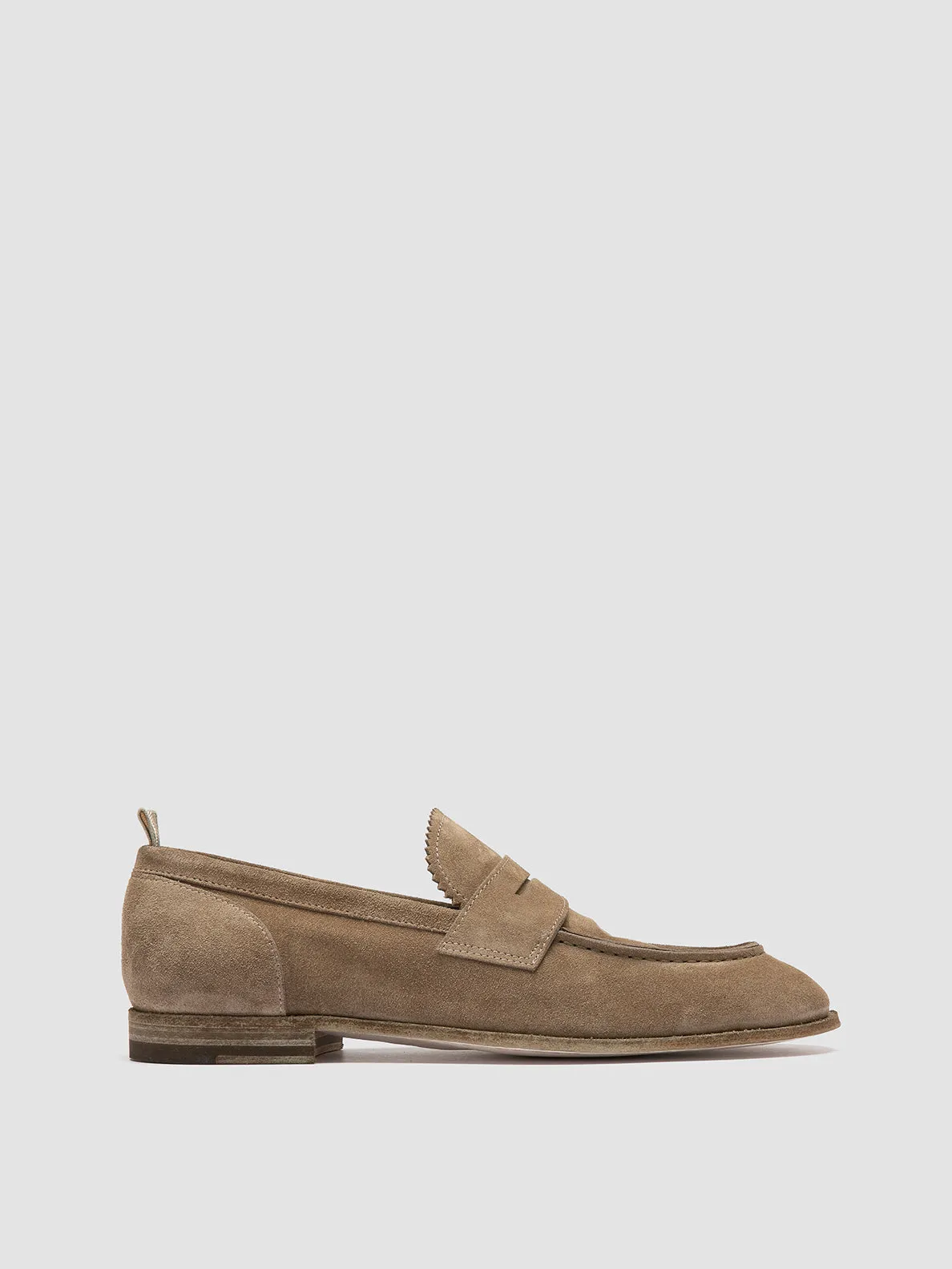 SOLITUDE 001 - Taupe Suede Penny Loafers Concert Fit Minimal Design