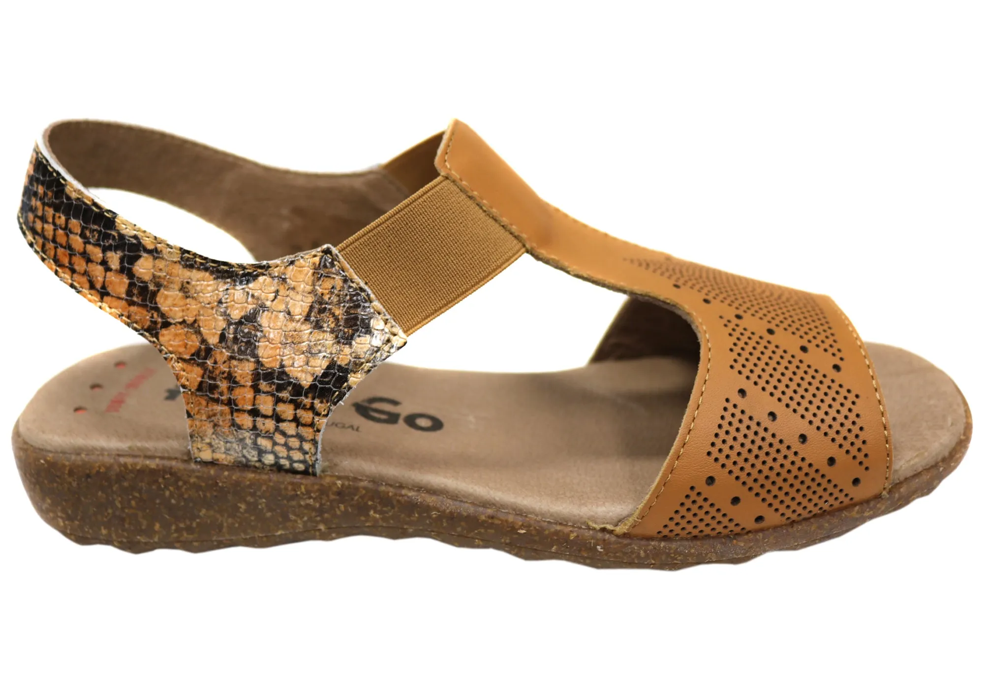 Chic Travel Flats Easy Entry Flex & Go Montana Womens Comfortable Leather Sandals Made In Portugal