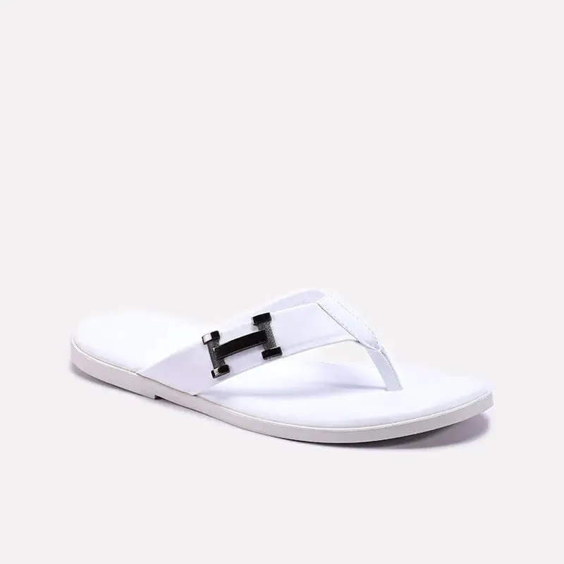 White Hermes Flip Flops For Men 0150789 Anti   Friction Effortless Beach Wear