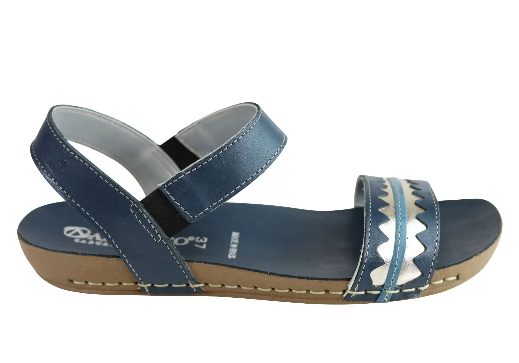 Andacco Teto Womens Comfortable Leather Flat Sandals Made In Brazil Versatile Walking Shoes Urban Utility