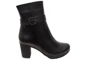 Orizonte Vello Womens European Comfortable Leather Heeled Ankle Boots Sleek Style Cushioned Step Night Travel