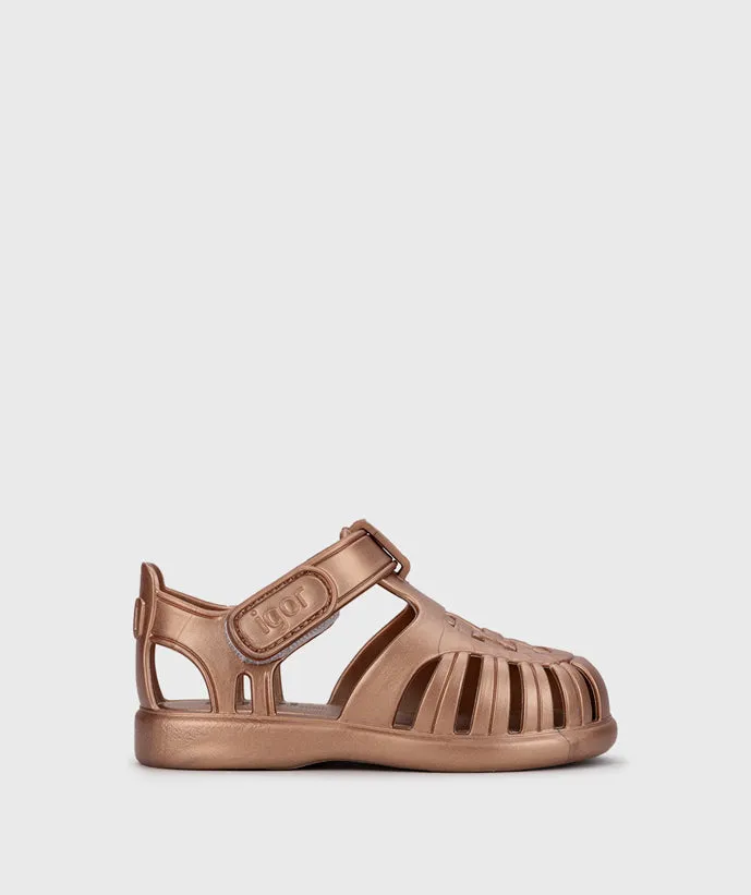 Igor Boy's And Girl's Tobby Metal Sandals - Bronce Cool Surface Leather Upper