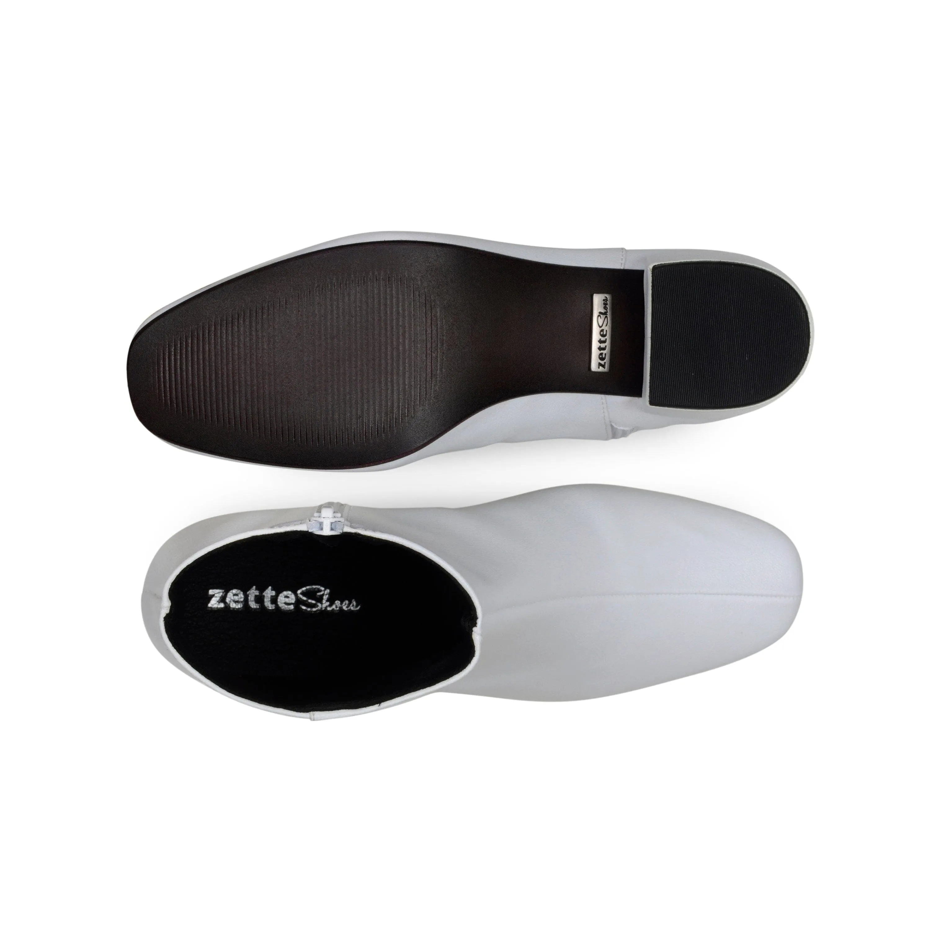 'Jacqui' corn-leather ?? ankle boot by Zette Shoes - white High Heel Shock absorption