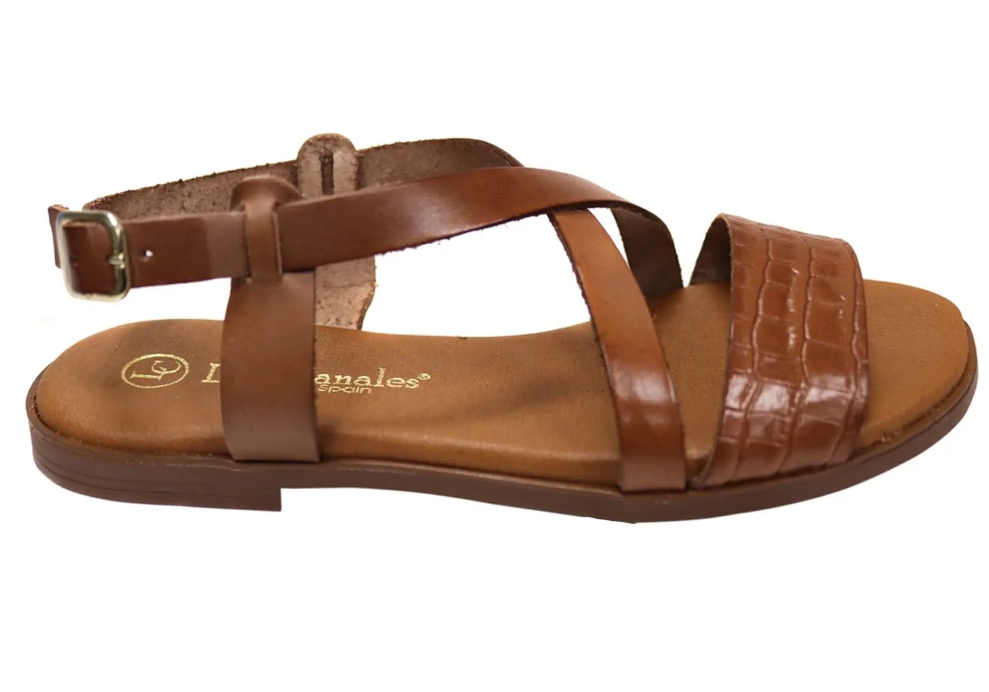 Lola Canales Mistee Womens Comfortable Leather Sandals Made In Spain Ribbon Tie Breathable Flats