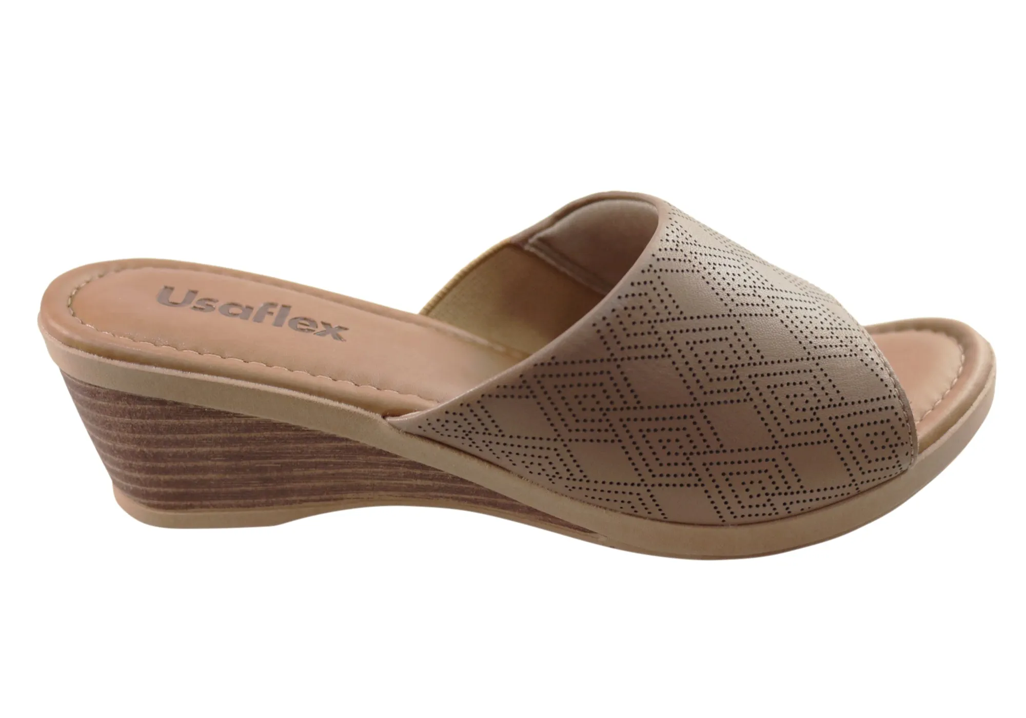 Abrasion resistant Usaflex Anatolia Womens Comfort Leather Slides Sandals Made In Brazil
