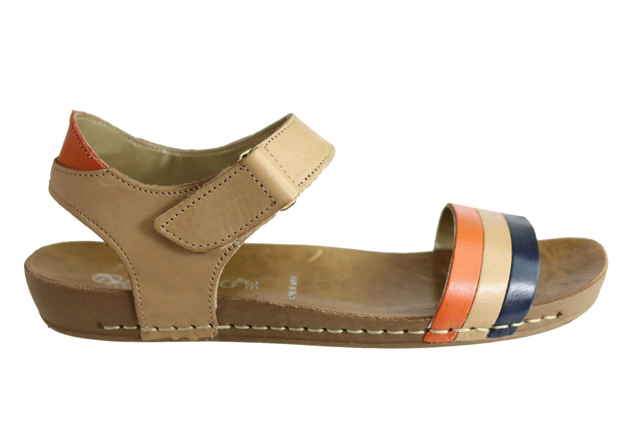 Andacco Canni Womens Comfortable Flat Leather Sandals Made In Brazil City Wear Flexible Vacation Shoes