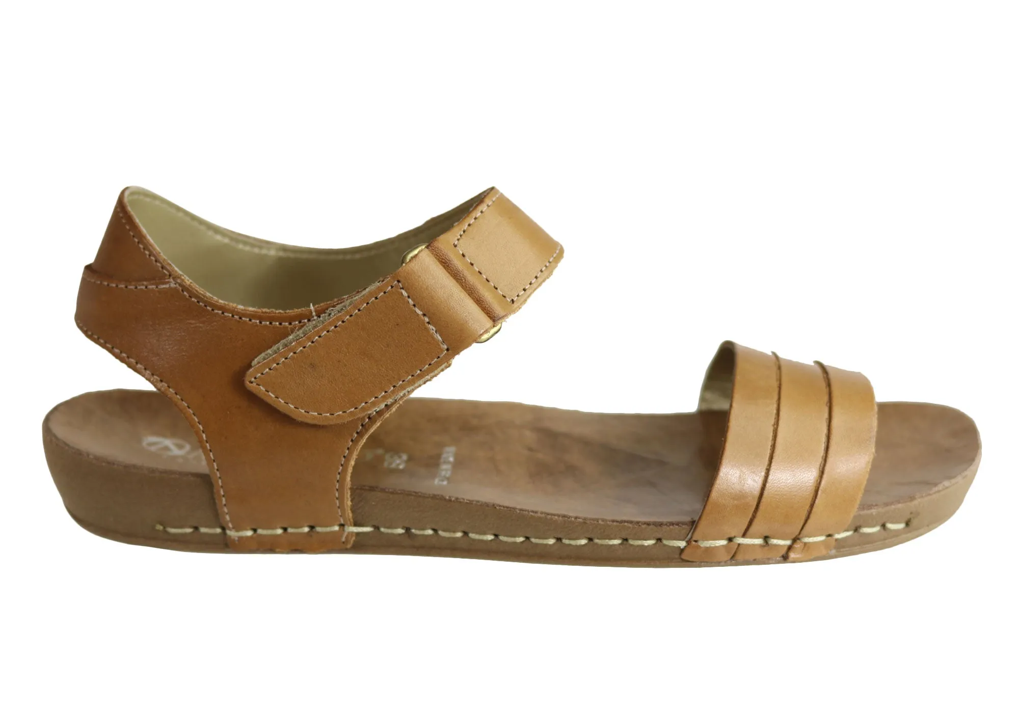 Andacco Canni Womens Comfortable Flat Leather Sandals Made In Brazil Clean Fit