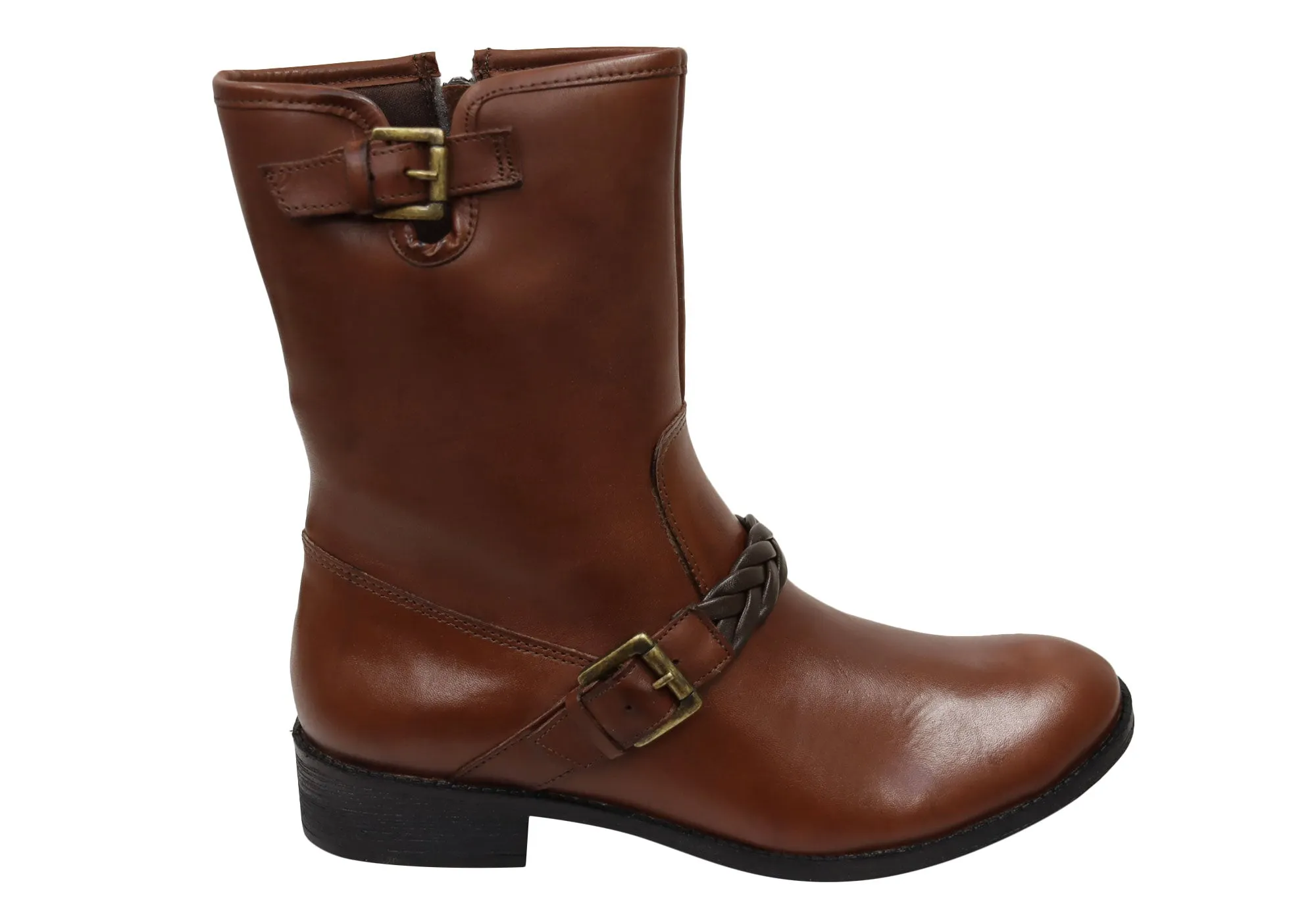 Simple Style Via Paula Betty Womens Comfort Brazilian Leather Mid Calf Boots