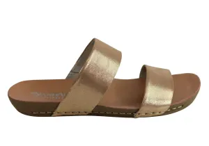 Andacco Mirage Womens Comfy Leather Flat Sandals Slides Made In Brazil Breathable Outdoor Wear