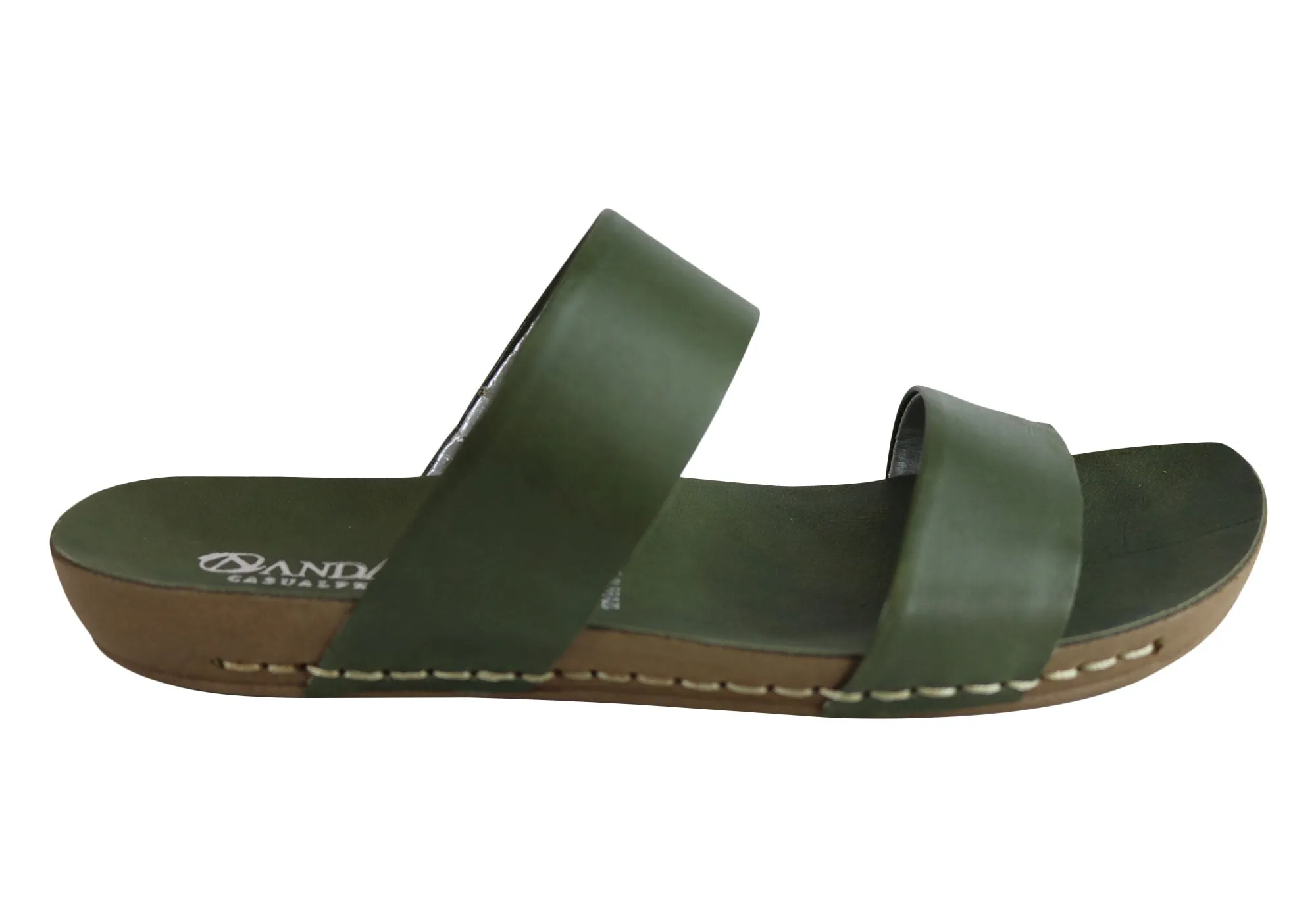 Andacco Mirage Womens Comfy Leather Flat Sandals Slides Made In Brazil Comfy Strap Flexible Motion