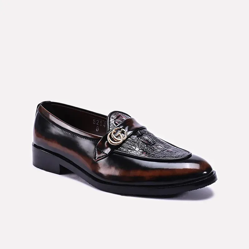 Brown Wing Tip Formal Loafers 0111114 Rich Feel City Prep
