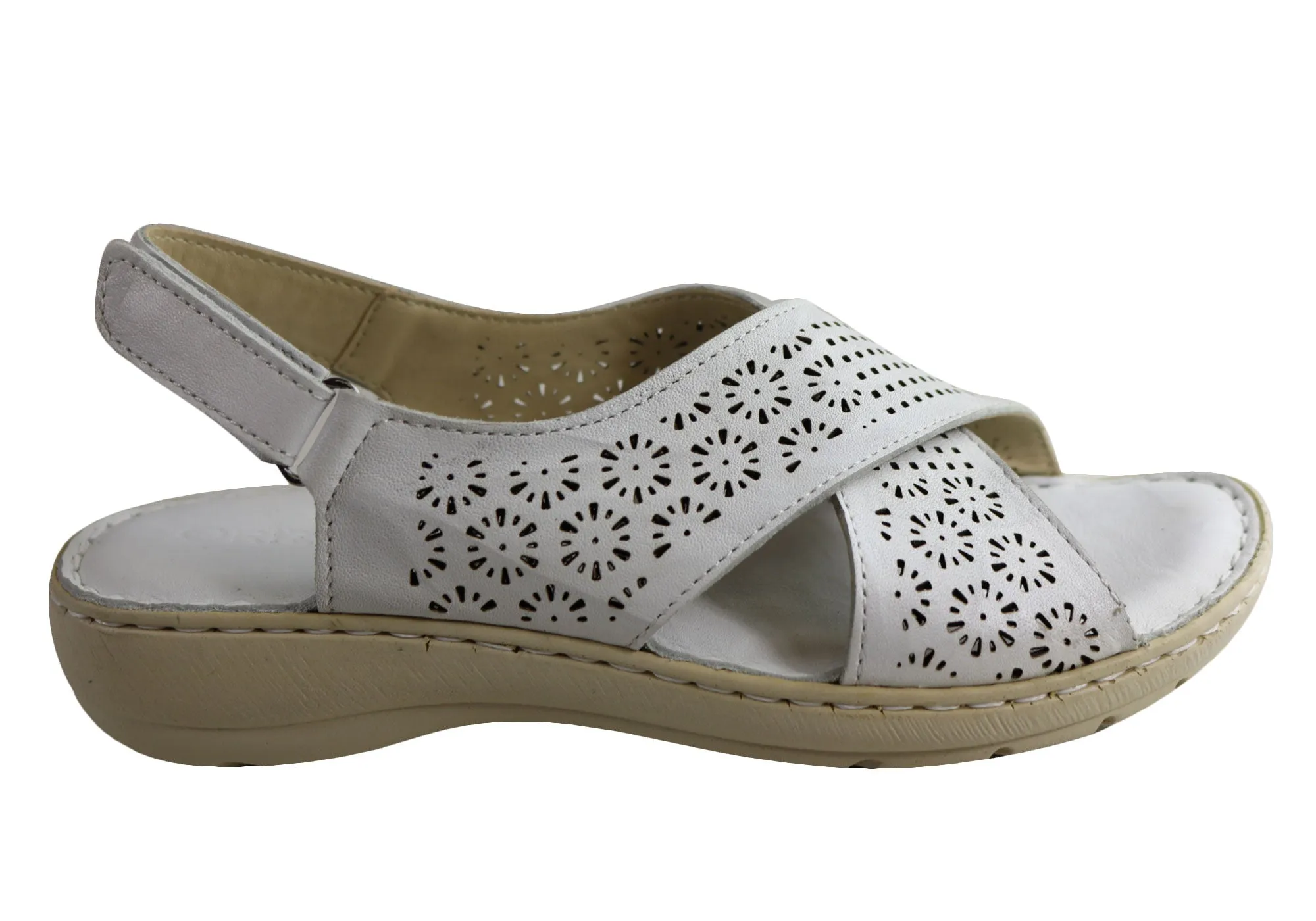 Moist Safe Orizonte Audrey Womens European Leather Comfortable Cushioned Sandals