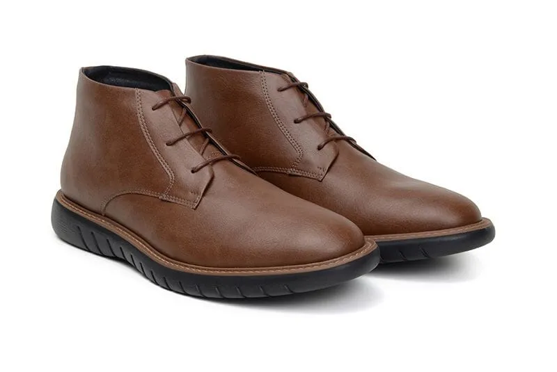 Foam Base 'Liam' men's wide-fit EEE vegan-leather shoe by Ahimsa - cognac